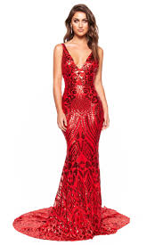 A N Luxe Sapphira Sequin Gown Red Form Fitting Prom Dresses Long Sequin Dress Sparkly Prom Dresses