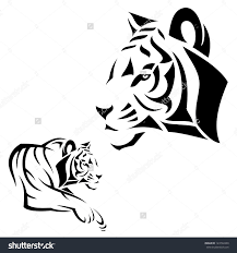 In japan, it's believed that tiger is a protector of the family and the hearth. Tiger Outline Tattoo Tiger Tattoo Vector Illustration 123792430 Tiger Tattoo Tiger Outline Tiger Illustration