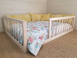Montessori Floor Bed With Rails Toddler Floor Bed Floor Bed Diy Toddler Bed