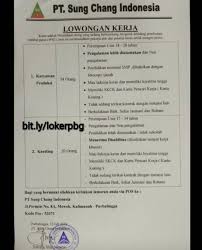 Kamu bisa gunakan fitur cicilan 0% dari berbagai bank sehingga kamu bisa belanja online dengan nyaman di tokopedia. Lowongan Kerja Pt Sung Chang Indonesia Purbalingga Agustus 2019 Info Loker Purbalingga