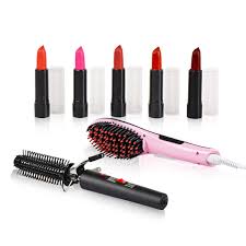 Using advanced ceramic heat technology, these wide plate straighteners are an impressive two inches across, making it easy to glide through thick, long or curly hair. Buy Hair Straightening Brush Curler Pouch 5 Lipsticks Online At Best Price In India On Naaptol Com