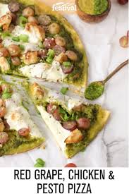 Red Grape Chicken Pesto Pizza Festival Foods Recipe In 2020 Chicken Pesto Pizza Pesto Chicken Pesto Pizza Recipe