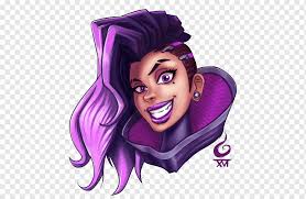 Overwatch Fan art Sombra, Overwatch Sombra, purple, game, face png | PNGWing