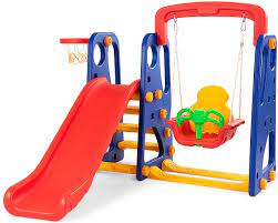 Amazon Com Costzon Toddler Climber And Swing Set 3 In 1 Climber Slide Playset W Basketball Hoop Toss Easy Climb Stairs Kids Playset For Both Indoors Backyard 3 In 1 Slide Swing Set