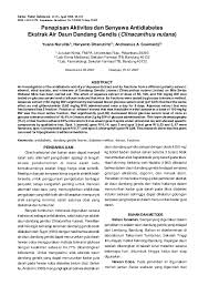 We did not find results for: Pdf Penapisan Aktivitas Dan Senyawa Antidiabetes Ekstrak Air Daun Dandang Gendis Clinacanthus Nutans Andreanus A Soemardji Academia Edu