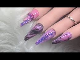 If you did and it helped you in any w. Purple Pink And Black Marble Nails Acrylic Nails Youtube
