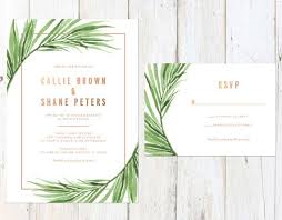 Tropical Wedding Invitation Palm Leaves Wedding Invitation Etsy Wedding Invitations Leaves Rose Gold Wedding Invitations Palm Tree Invitation
