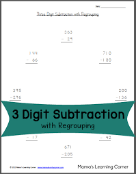 3 digit subtraction with regrouping math worksheet mamas learning corner