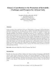 Pdf Ghana S Contribution To The Promotion Of Kiswahili Challenges And Prospects For African Unity