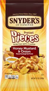 Snyder's of hanover onion garlic & pepper seasoned twisted pretzel sticks . Snyder S Of Hanover Honey Mustard Onion Pretzel Pieces Hy Vee Aisles Online Grocery Shopping