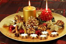 Christmas Table Decoration With Candles Stock Image Colourbox