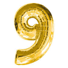 9 Rakamı Gold Rakam Folyo Balon 100 cm - Parti Feneri