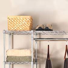 Seville expandable closet organizer zinc. Amazon Com Seville Classics Double Rod Expandable Clothes Rack Closet Organizer System 58 To 83 W X 14 D X 72 Chrome Home Kitchen