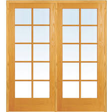 Mmi Door 48 In X 80 In Right Hand Active Unfinished Pine Glass 10 Lite Clear True Divided Prehung Interior French Door Z019944r The Home Depot Glass French Doors Prehung Interior French