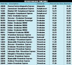 Revised Railway Time Table Chart 2017 2019 Printable