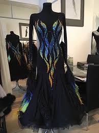 Ajour Design London Iridescent Rainbow Black Fire Flame Mesh Runway Gown Dance Dresses Ballroom Dance Dresses Ballroom Dress