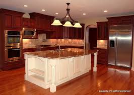 White Island Cherry Cabinets Warm Contrast Contrasting Kitchen Island Cherry Cabinets Kitchen Dark Kitchen Cabinets