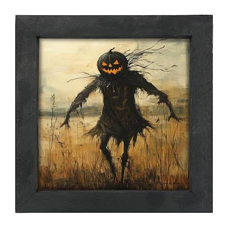 Scary Scarecrow in Field - Framed Art