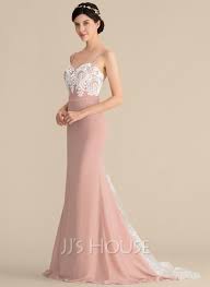 Purchase your favorite 2021 style wedding dresses right now, you can also get a big discount. Trumpet Mermaid Sweetheart Sweep Train Chiffon Lace Bridesmaid Dress 007165850 Jj S House