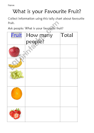 Tally Chart Of Favourite Fruit Esl Worksheet By Jessicapatti