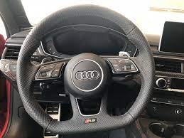 View Of The Steering Wheel On The 2018 Audi Rs5 In Misano Red Pearl With Black Interior Vehicle Available At Audi Of Bridgewater Audi Dealership Audi Audi Rs5