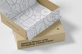Download Mailing Boxes With Wrapping Tissue Paper Psd Mockup Close Up Original Mockups