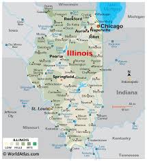 Illinois rivers shown on the map: Illinois Maps Facts World Atlas