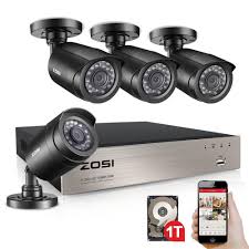 Zosi 8 Channel 1080p Dvr 1tb Hard Drive Security Camera System With 4 Wired Cameras 8fn 106b4 10 Us The Home Depot In 2020 Home Security Camera Systems Wireless Home Security Security Cameras For Home