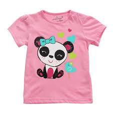 Little Maven Baby Girl Children Panda Red Cotton Short Sleeve T Shirt Top
