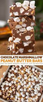 Chocolate Marshmallow Peanut Butter Bars Are An Easy No Bake Bar With Marshmallow Peanut Butter Marshmallow Recipes With Marshmallows Peanut Butter Bars Recipe