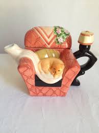 cat on couch tea pot tea pots tea pot set teapots unique