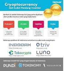 Tokocrypto adalah platform jual beli bitcoin dan aset crypto lainnya di indonesia seperti eth, doge, btc, usdt yang mudah dan aman. Mengenal Investasi Cryptocurrency Dailysocial