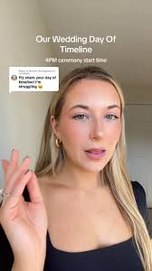 Replying to @Maddie Montgomery our full wedding day timeline breakdown with  a 4pm ceremony start time and all portions of the day taking place at one  location! #weddingday #weddingdaytimeline ...