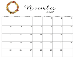 November 2018 Calendar November Printable Calendar 2018 Printable Calendar 2018 Calendar Template