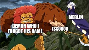 The seven deadly sins meliodas manga, escanor, purple, computer wallpaper, fictional character png. Repost Escanor Holding Demon S Hand Memes Gifs Imgflip