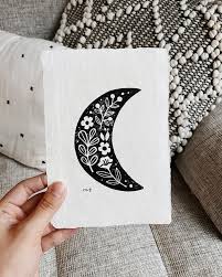 Crescent Moon Linocut Art Print No 3 Original Hand Carved Etsy Linocut Art Linocut Prints Linoleum Printmaking