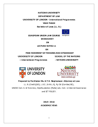 Here is the link for the worksheet. Pdf European Union Law Course Worksheet On Lecture Notes 11 On Free Movement Of Persons And Citizenship University Of London School Of The Nations International Programmes Nations University Kayreen T