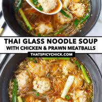 Thai chicken meatball noodle soup. Thai Glass Noodle Soup 30 Minute Recipe That Spicy Chick