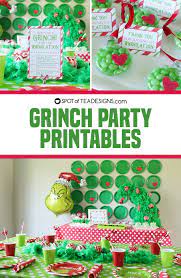 Grinch coloring pages are a great activity for a kid's christmas party. Grinch Party Printables Spot Of Tea Designs