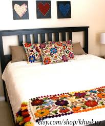 Boho Table Bed Runner Wedding Table Runner Peru Tapestry Textile Special Gift For Her Wool Table Loom Embroider Flower Hippie Runner Boho Table Runner Embroidered Table Runner Bed Runner