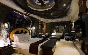 Bright primary colors, an old shell gas pump, and a ceiling painted with clouds give this room plenty of cheerful appeal. 20 Amazing Hotel Rooms Inspired By Your Favorite Film And Tv Shows Travel Leisure