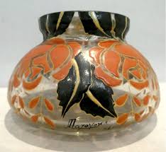 Mazoyer Adrien 1887 1950 Vase Boule Faisant Pique Fleurs A Deco Floral Emaille Stylise Orange Jaune Et Noir Vers 192 Christmas Bulbs Art Nouveau Art Design