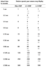 2 To The 1 To The 1 To The 3 Iso Scale Full Stop 1 3 Stop 1 2 Stop Full Stop Actual Time Shutter Speed