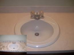 Classic vessel sinks and bridge faucets complete this clean and simple cottage look. Bathroom Vanity Resurfacing Surface Renew