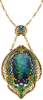 Estate Jewelry Necklaces Black Opal Demantoid Garnet Sapphire Gold Necklace Opal Jewelry Art Nouveau Jewelry Gorgeous Jewelry