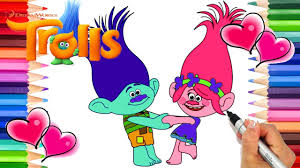 Trolls coloring pages contain all top characters, including branch, bridget, chef, king peppy, dj suki, biggie, cooper, bergens, and of course, the main character poppy. Poppy And Branch Holding Hands Troll S Coloring Page Rainbow Playhouse Coloring Book Youtube