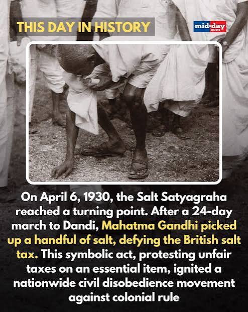 Mid Day on X: "ThisDayInHistory | On April 6, 1930, the Salt Satyagraha reached a turning point as Mahatma Gandhi arrived at Dandi after a 24-day march from Sabarmati. At the seashore,
