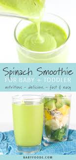 Baby S First Spinach Smoothie 9 Months Baby Foode Recipe Spinach Smoothie Toddler Smoothies Baby Smoothies