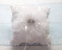 Wedding Ring Pillow Ring Cushion With White Mesh Flower Ring Etsy In 2021 Ring Pillow Wedding Ring Pillow Lace Ring Holder Wedding