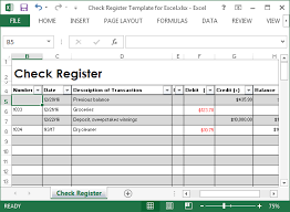 Check Register Template For Excel